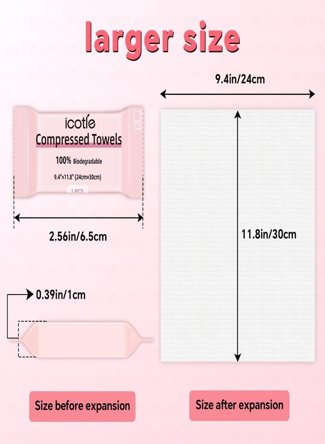 ICOTLE 50 Pcs Compressed Towels Disposable Cotton Coin Tissue Pack, Portable Face Cloths, Soft Thick Expandable Wash Towels for Travel, Home, Camping, Outdoor, Gym, Makeup Removal - Image 3