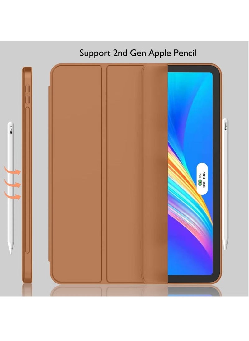 JAJEEK "iPad Pro 12.9 Case (2022/2021, 6th/5th Gen) with Pencil Holder – Supports 2nd Gen Pencil Charging, Trifold Stand, Auto Wake/Sleep, Soft TPU Back, Brown" - Image 2