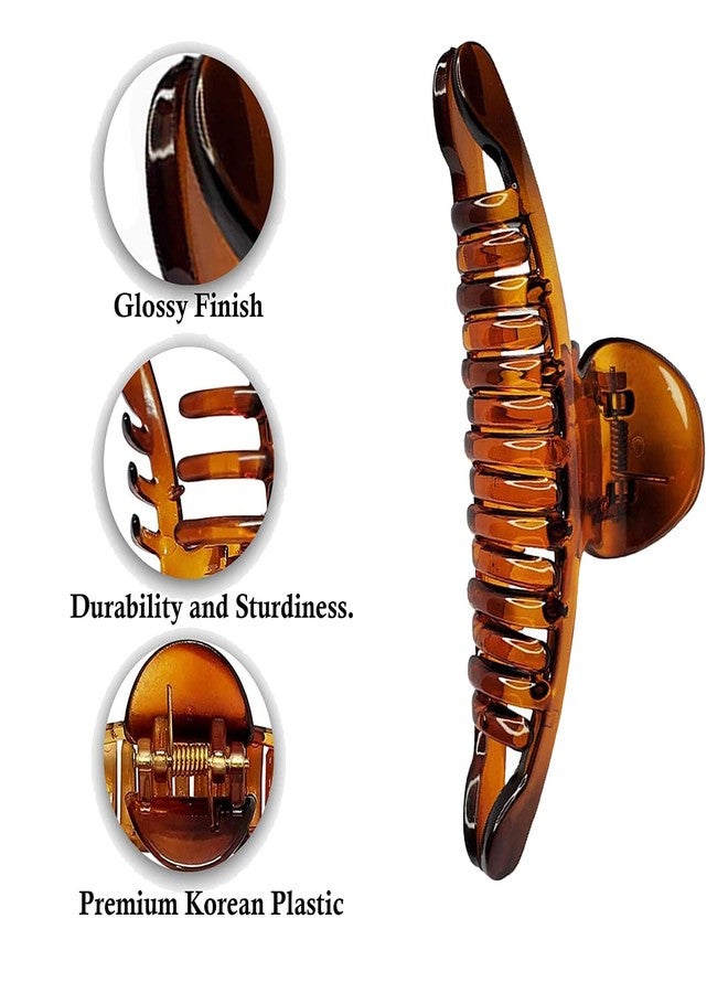 بيردوير مشابك شعر على شكل فراشة من بيردوير، لون برتقالي، مصنوعة من مادة أكريليك مستوردة، مزينة بحجر، للنساء | مشابك شعر | كبيرة جدًا، لون أسود وصدفي - (عبوة من قطعتين، أسود، لون صدفي) - Image 4