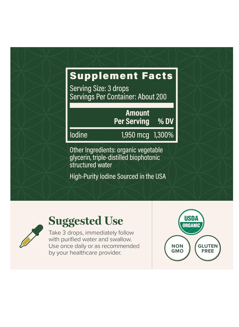 global healing center - Detoxadine Organic Nascent Liquid Iodine Supplement Drops for Thyroid Support 1fl oz 29.6ml - Image 1