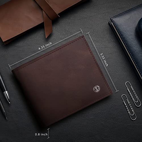 TRUSADOR Treviso Mens Wallets Bifold Leather with Coin Pocket Rfid Blocking (Brown) - Image 3