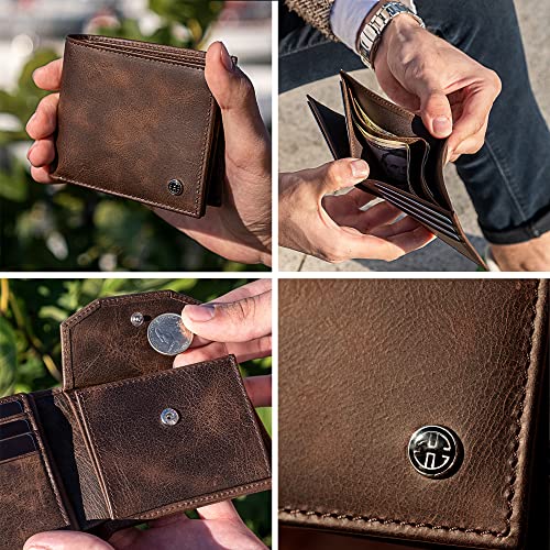 TRUSADOR Treviso Mens Wallets Bifold Leather with Coin Pocket Rfid Blocking (Brown) - Image 4