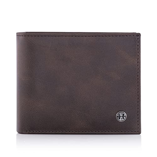 TRUSADOR Treviso Mens Wallets Bifold Leather with Coin Pocket Rfid Blocking (Brown) - Image 1