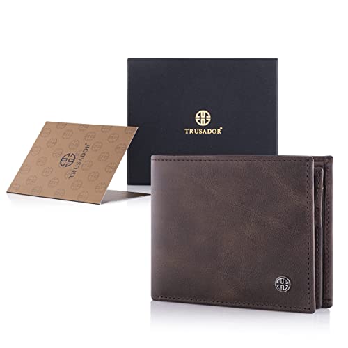 TRUSADOR Treviso Mens Wallets Bifold Leather with Coin Pocket Rfid Blocking (Brown) - Image 5