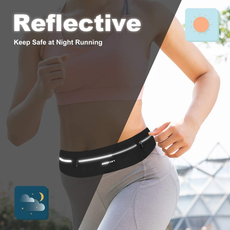 GUZACK Slim Running Belt for Phone 6.8'', Ultra Light Running Belts for Women/Men, Zipper Waterproof Running Waist Pack, Reflective Running Fanny Pack With 3 Separate pouch - Image 5