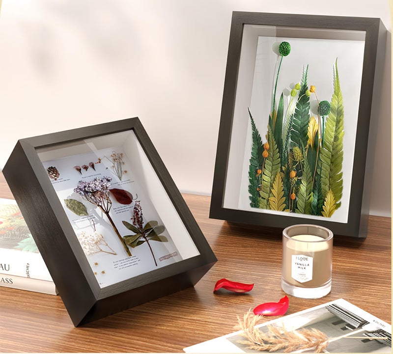 CROISSANT 2 Pack 4X6 Shadow Box Frame?Hd Glass Wooden Black Hollow Photo Frame Black Frames For Flower Pressing  Seashell Display Box  Pet Memorial Shadow Box ( 2Pcs 4X6) - Image 2