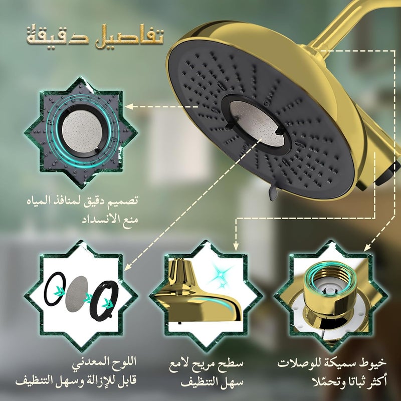 SANYCASA Gold Shower Head with KDF-55 Filter for Hard Water - 3-Spray Mode, Easy Installation - Image 5