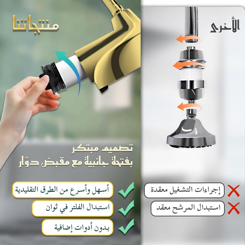 SANYCASA Gold Shower Head with KDF-55 Filter for Hard Water - 3-Spray Mode, Easy Installation - Image 4