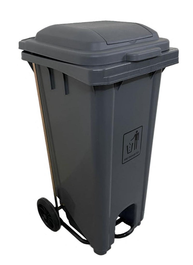 Outdoor Garbage Bin | Functional Waste Bin | Durable Plastic Finish | Rubber-Wheeled & Mobile | Suitable For Outdoor Areas, Villas, Malls, Restaurants, & More | 120 Liters | Grey - pzsku/ZAD925F586E672540984BZ/45/_/1716377323/0f5c75f6-2796-4775-8e8f-6aff4b596c50