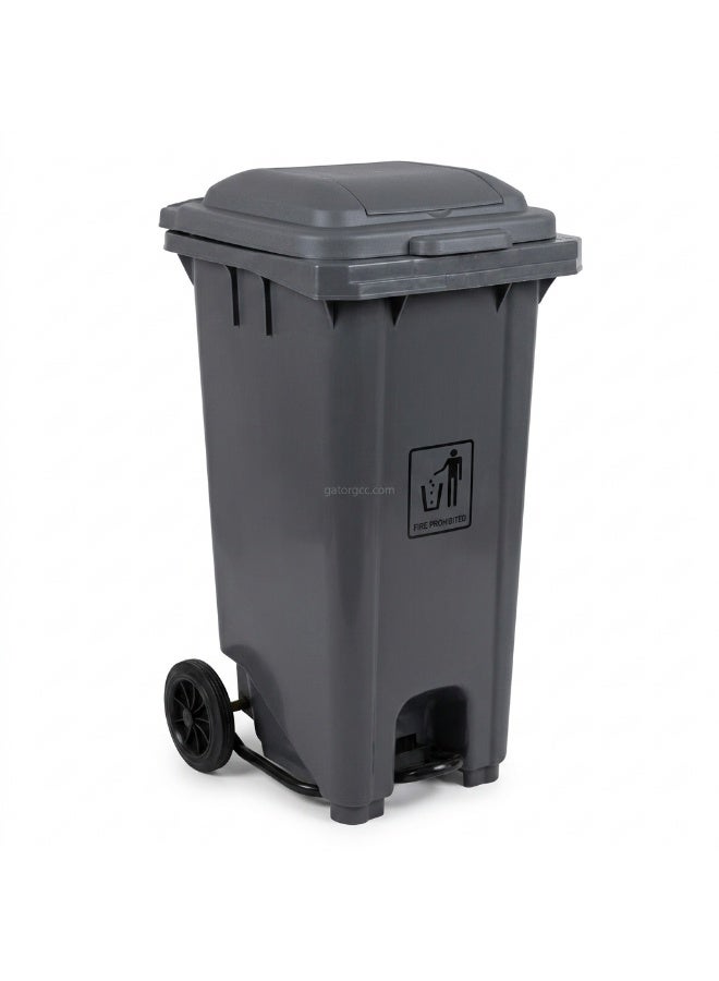 EK Bins Outdoor Garbage Bin | Functional Waste Bin | Durable Plastic Finish | Rubber-Wheeled & Mobile | Suitable For Outdoor Areas, Villas, Malls, Restaurants, & More | 120 Liters | Grey - Image 1