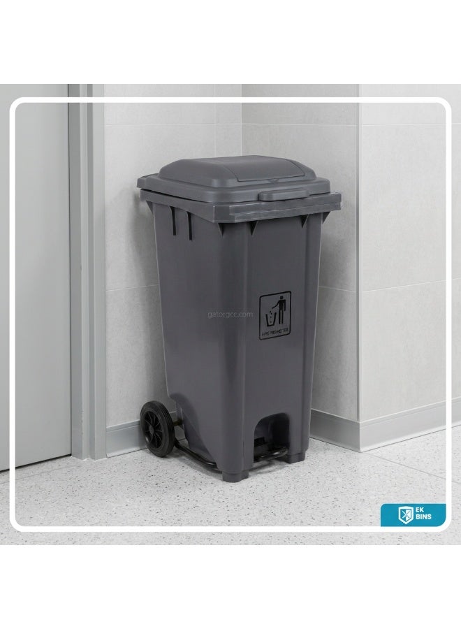 EK Bins Outdoor Garbage Bin | Functional Waste Bin | Durable Plastic Finish | Rubber-Wheeled & Mobile | Suitable For Outdoor Areas, Villas, Malls, Restaurants, & More | 120 Liters | Grey - Image 5