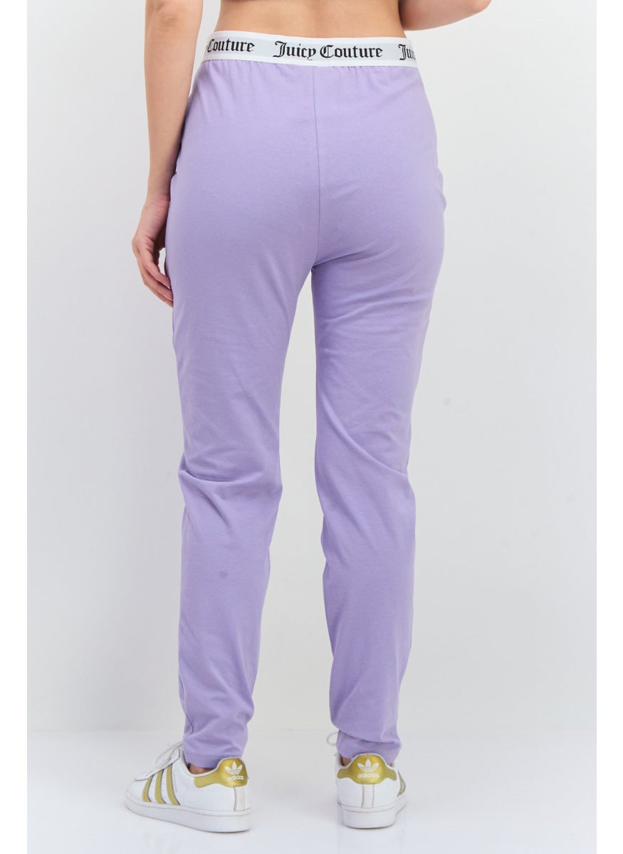 Juicy Couture Women Brand Logo Pull-On Leggings, Lilac  - Image 3