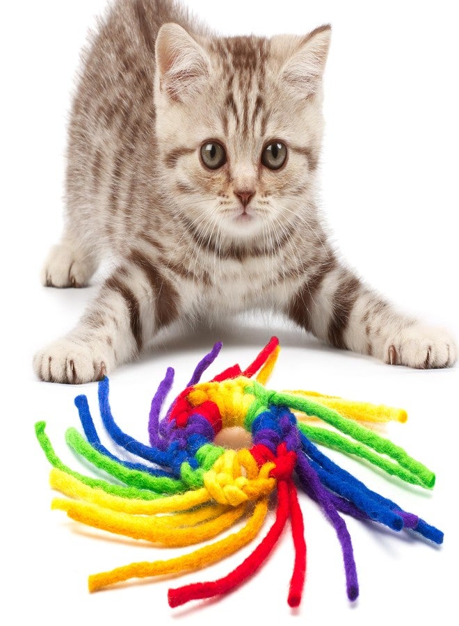 Glaciart One Wool Spider Cat Toy w/Catnip - Soft Fuzzy Enrichment 100% Natural Wool, Interactive Play Cat Toy Set - Safe for Pets, Non-AZO Colored Dyes - Image 1