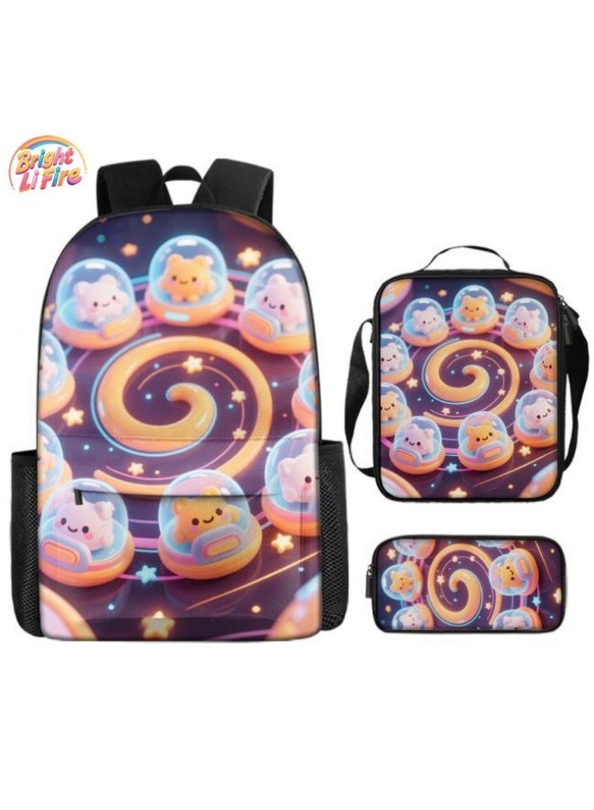 Bright Li Fire Fashion is unlimited! Cartoon bag three-piece set, suitable for a variety of scenes for students and teenagers (available for students, children, friends on outings, mountain climbing, school, etc.) - 55 - Image 1