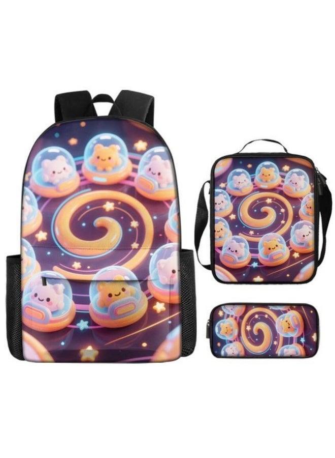 Bright Li Fire Fashion is unlimited! Cartoon bag three-piece set, suitable for a variety of scenes for students and teenagers (available for students, children, friends on outings, mountain climbing, school, etc.) - 55 - Image 2