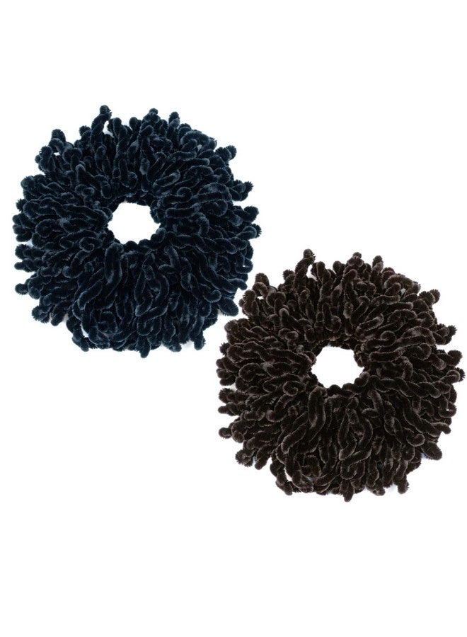 أوير عبوتان من أغطية الرأس لتكثيف الشعر، ربطات شعر كبيرة الحجم للنساء والفتيات (قهوة سوداء وداكنة) - Image 1