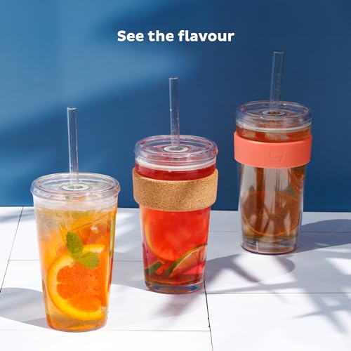 KeepCup Cold Cup - Longplay Double wall Glass Ice Coffee Tumbler with Lid and Straw - 16oz (454ml) - Cloud - Image 4