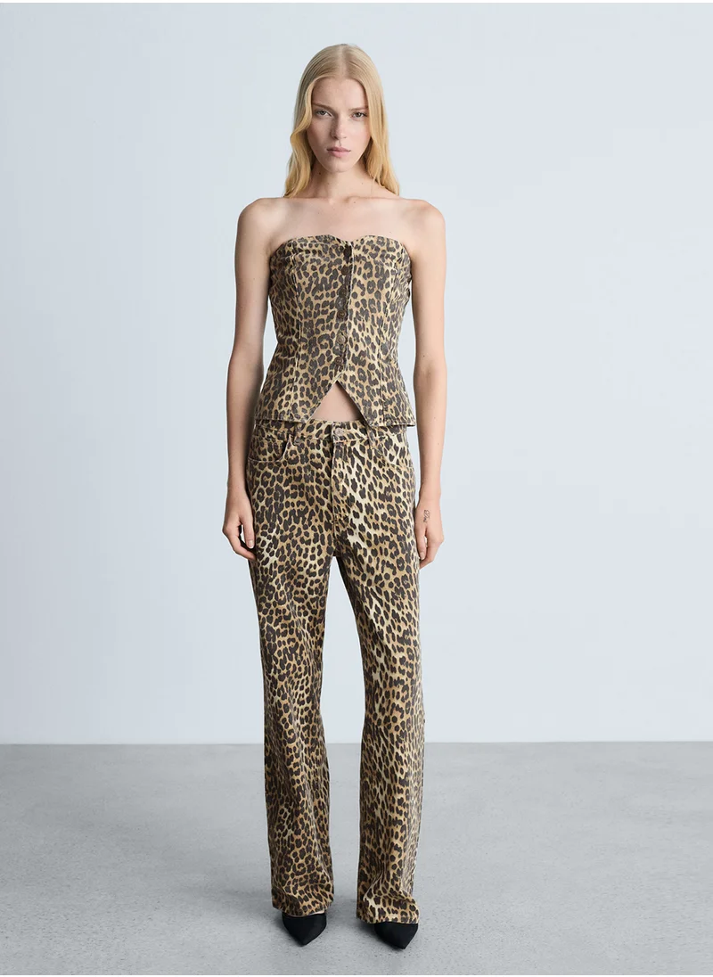 مانجو Leo Straight-Fit Leopard-Print Jeans