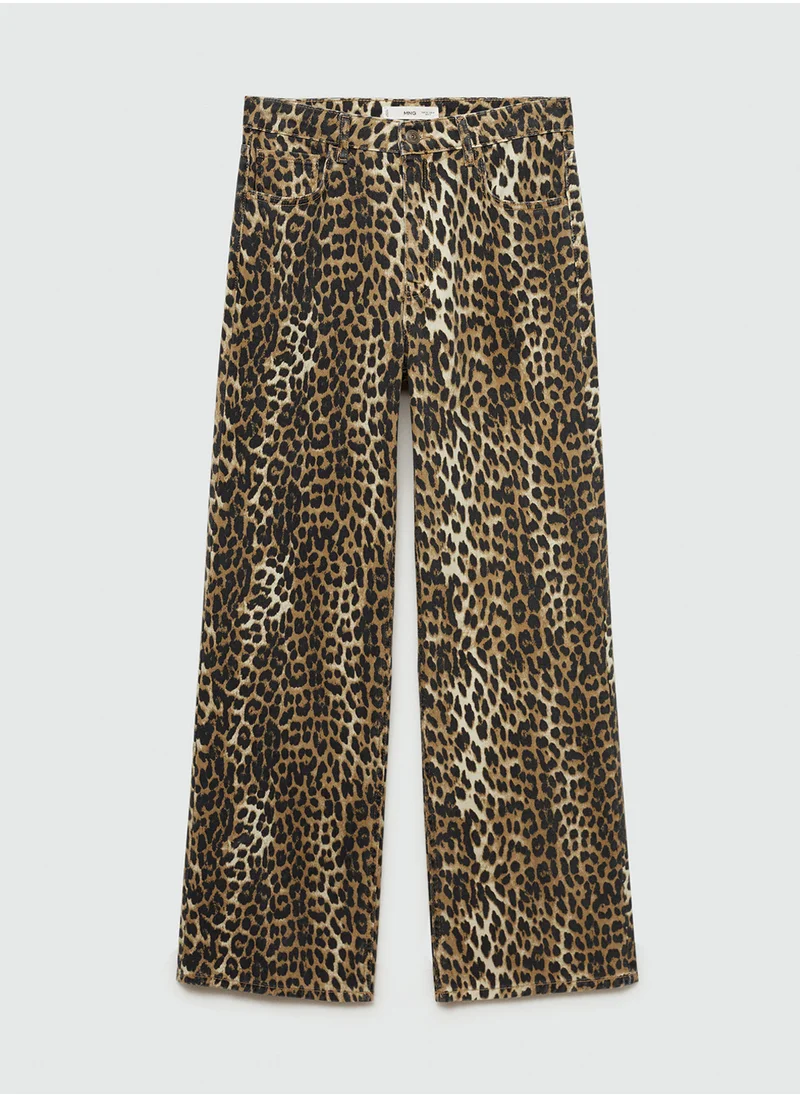 مانجو Leo Straight-Fit Leopard-Print Jeans