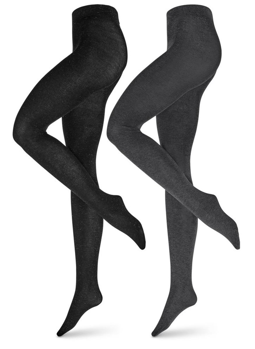 Tchibo Women 2 Pcs Knitted Tights, Black  - Image 2