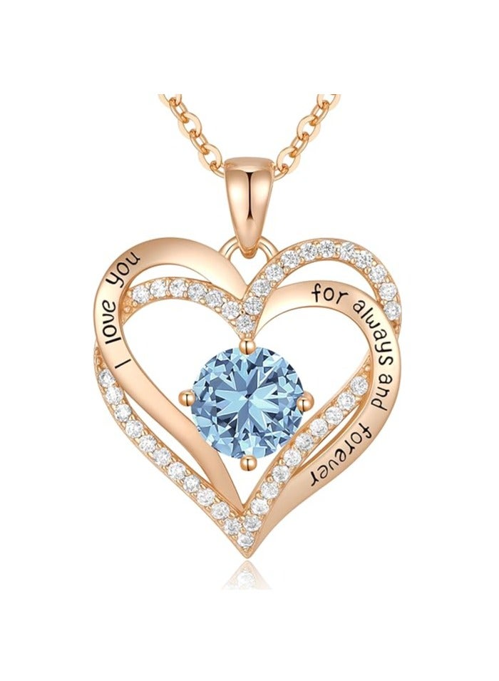 Forever Love Heart Necklaces for Women, Wedding Anniversary, Birthday Gift for Wife, S925 Silver Jewelry with Birthstone Pendant, Ideal Valentine's Gifts for Her  - Image 1