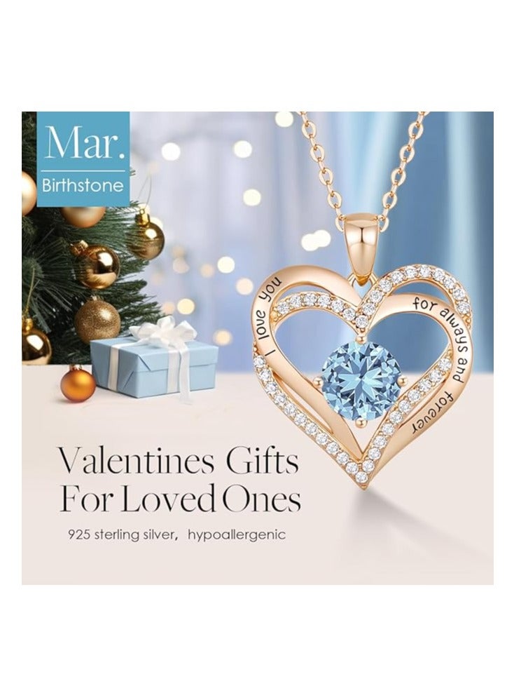 Forever Love Heart Necklaces for Women, Wedding Anniversary, Birthday Gift for Wife, S925 Silver Jewelry with Birthstone Pendant, Ideal Valentine's Gifts for Her  - Image 3