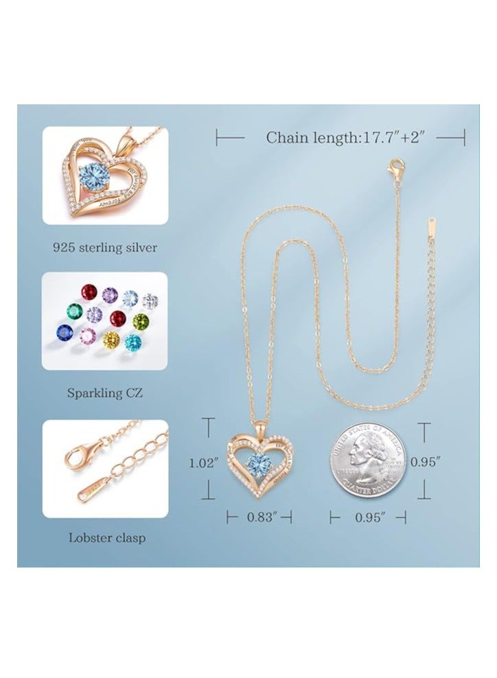 Forever Love Heart Necklaces for Women, Wedding Anniversary, Birthday Gift for Wife, S925 Silver Jewelry with Birthstone Pendant, Ideal Valentine's Gifts for Her  - Image 4