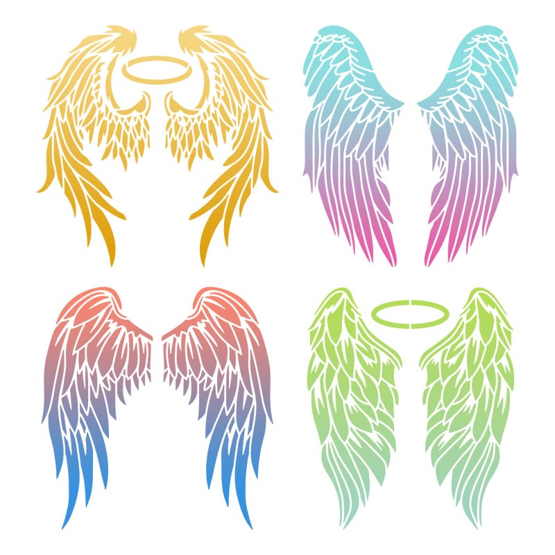 ORIGACH 4PCS Large Angel Wings Stencils 11.8x11.8 inch, Durable Flexible DIY Art Craft Stencil for Bag T-Shirts Airbrush Painting Drawing - Image 2