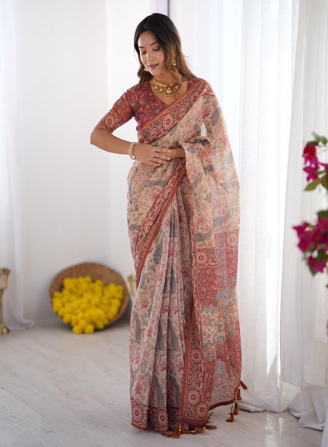 ALMAARI FASHION Handloom Erode Cotton Silk Saree for Women with Rich Zari Woven Border - Image 1