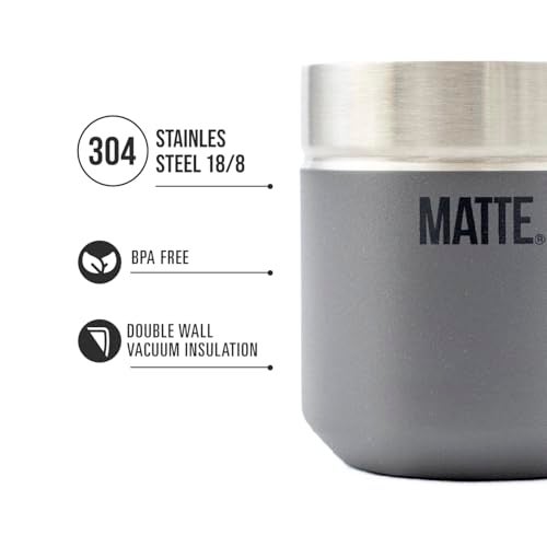 Matte 6.5 oz Yerba Mate Gourd and Bombilla Set - Includes DS Pro Box - BPA Free Yerba Mate Set Kit with Mate Straw, Elegant Design, Non-Slip Base (Grey) - Image 2