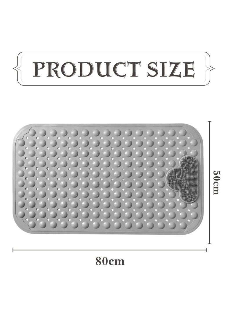 LEOKOR Anti-Slip Bathroom Shower Mat with Suction Cups Drain Holes Non-Slip Safety Foot Scrubber Pad 50x80CM for Home and Daily Use - Image 4
