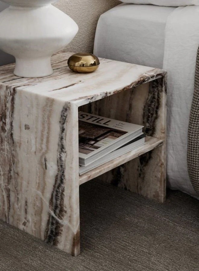 Layers Pre-Order | Leen Jurassic Travertine Marble Side Table – Natural Stone, 30×30×50 cm - Image 2