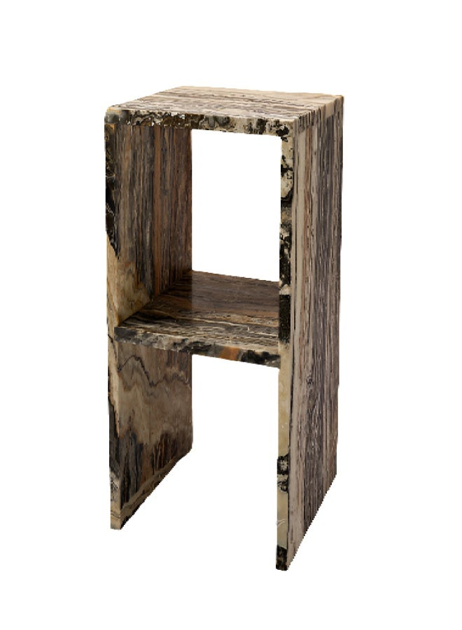 Layers Pre-Order | Leen Jurassic Travertine Marble Side Table – Natural Stone, 30×30×50 cm - Image 1