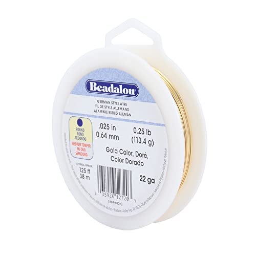 Beadalon German Style Wrapping Wire, Round, Gold Color, 22 Gauge, 125 ft - Image 1