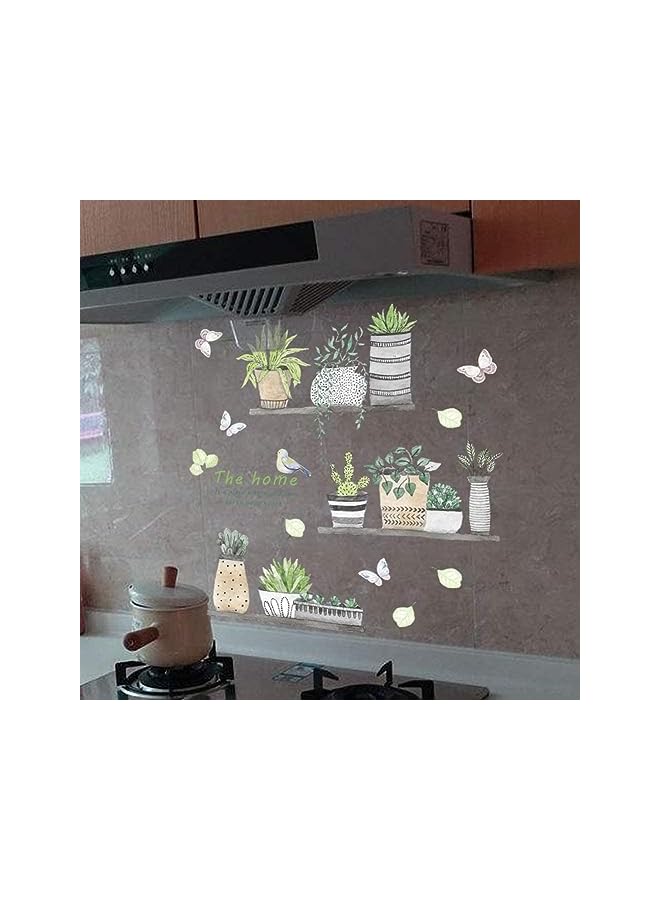 S-TOP Plant Wall Decals, 2 Set Wall Stickers for Bedroom Wall Art Decal Boho, Pastoral Fresh Plants Potted Wall Stickers Art Living Room Dormitory Bedroom Decorations Corridor Porch Self-adhesive Stickers - Image 2