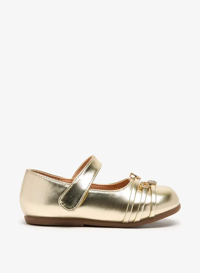Flora Bella By Shoexpress Girls Embellished Mary Jane Shoes with Hook and Loop Closure