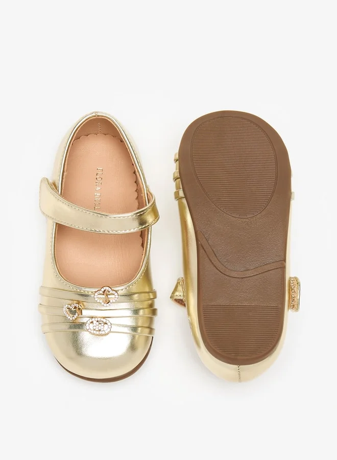 Flora Bella By Shoexpress Girls Embellished Mary Jane Shoes with Hook and Loop Closure