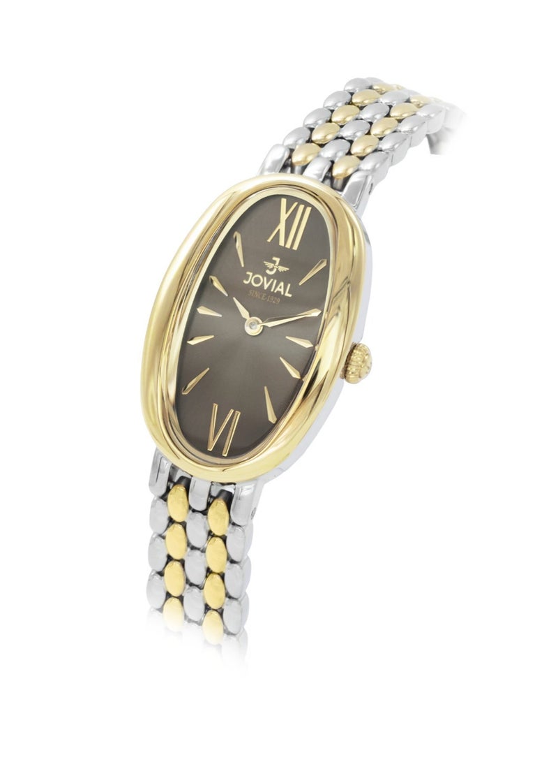 JOVIAL 9183 LTMQ02E Women's Watch, Metal Band, Grey/bronze Dial, Water Resistant, Analog, 22MM - Image 2