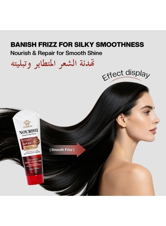 STARPLEX Nourishing Leave-In Hair Mask 275ml - Macadamia & Vitamins A/E/C | Tames Frizz & Non-Greasy | Italian Formula for Dry Hair Instant Smoothness - Image 1