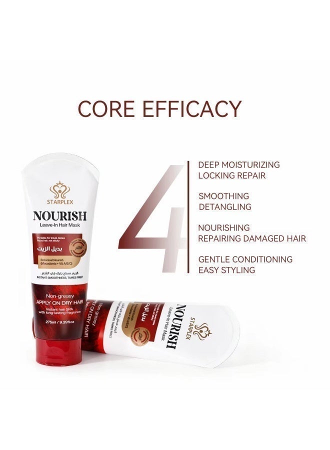 STARPLEX Nourishing Leave-In Hair Mask 275ml - Macadamia & Vitamins A/E/C | Tames Frizz & Non-Greasy | Italian Formula for Dry Hair Instant Smoothness - Image 5