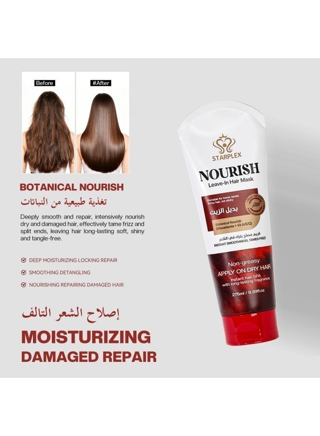 STARPLEX Nourishing Leave-In Hair Mask 275ml - Macadamia & Vitamins A/E/C | Tames Frizz & Non-Greasy | Italian Formula for Dry Hair Instant Smoothness - Image 2