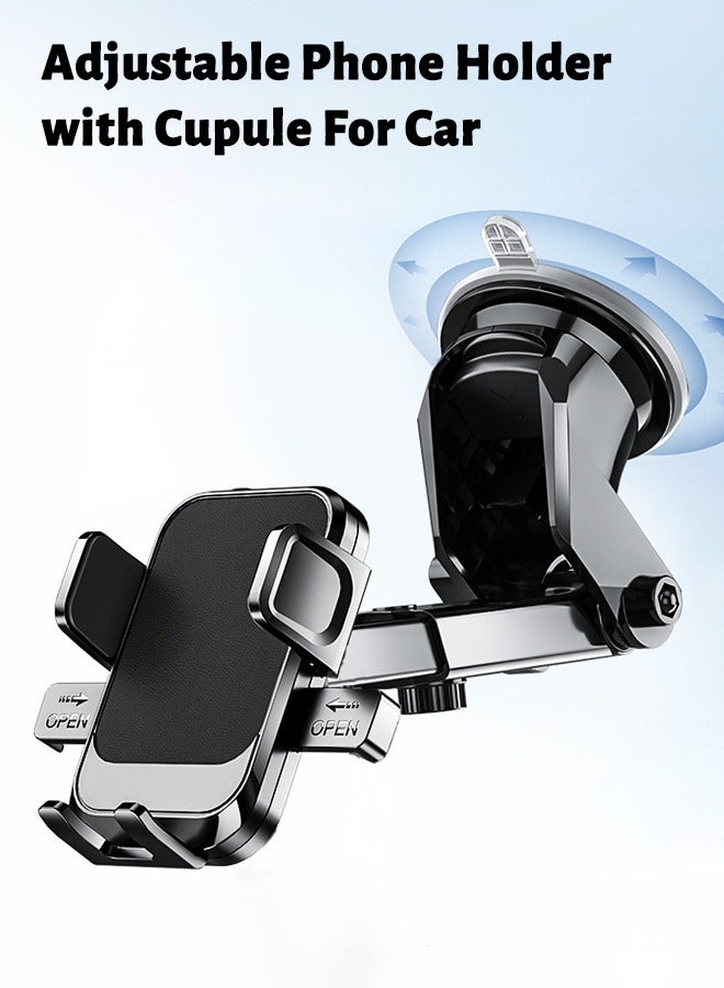 Adjustable Mobile Phone Holder for Car, Car Mobile Stand Windshield Car Cradle Suction  - Image 1