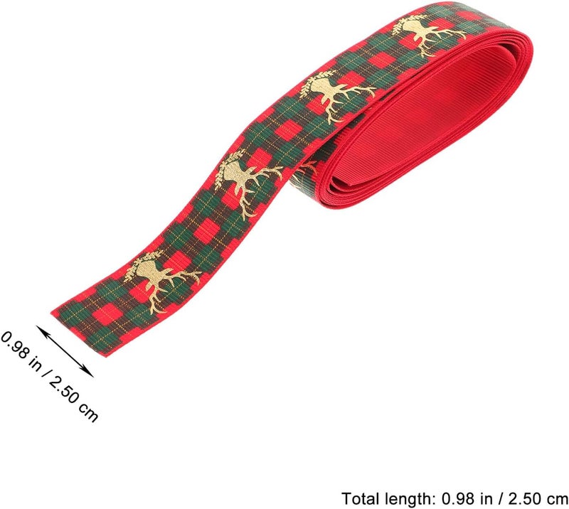 VERDANVERSE Christmas Decorative Ribbon Set 3 Rolls 2.5cm Red and Green Holiday Printing Ribbon for Wrapping DIY Bow-tie Craft 2m Each Roll for Holiday Decorations and Packaging Style - Image 2