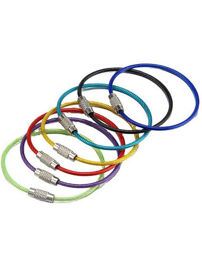 Kidultz Wire PVC Overcoated cables Stainless Steel Pendant Circle EDC Tool Key Holder Loops for Hanging Luggage Tag Loops (Multicolour(Assorted Colours)) - Pack of 10 - Image 1
