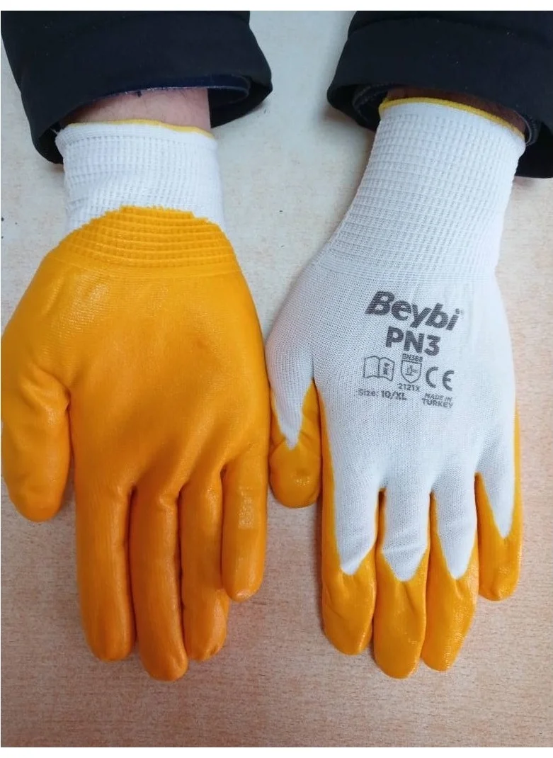 Beybi Pn3 Nitrile Yellow Work Gloves Size 9 - 12 Pairs