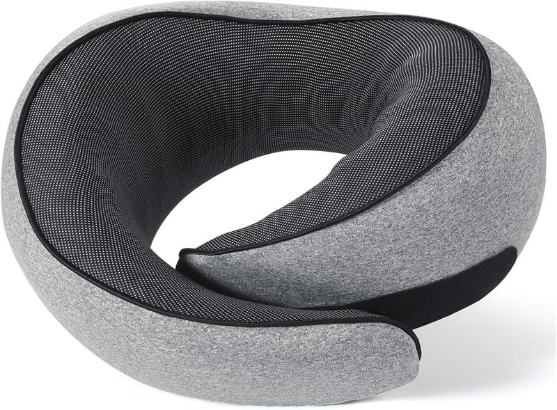 NOCRLG Travel Pillow, Travel Neck Pillow for Airplanes Car, 100% Pure Memory Foam Travel Pillow, Sleeping Essentials for Long Flight 360° Head Support Degree Comfort and Breathability Grey - Image 1