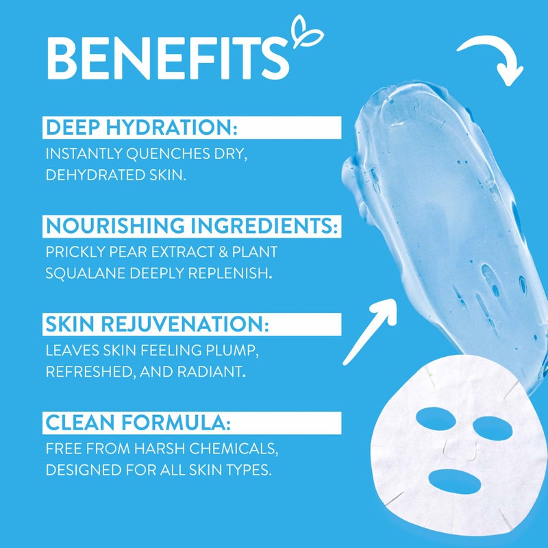 By Nature 2% Hyaluronic Acid Sheet Face Mask for Dry, Dehydrated & Sensitive Skin â€“ Hydration Boost with Prickly Pear & Squalane â€“ Made in New Zealand â€“ Pack of 12 - Image 4