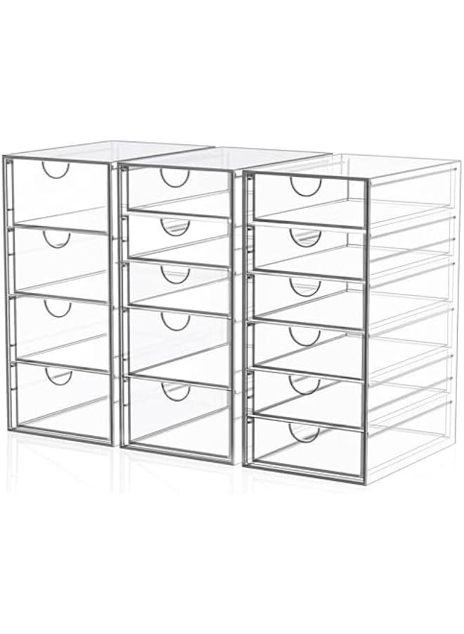 Arabest Acrylic 3 Pack Desk Organizers and Accessories, Makeup Organizer Storage With 15 Drawers, Desk Organizers, Dustproof Drawer Organizer and Storage for Make Up, Jewelry, DIY Pen  - Image 1