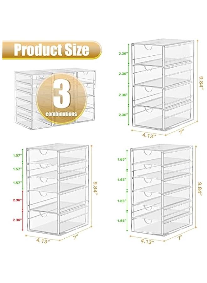 Arabest Acrylic 3 Pack Desk Organizers and Accessories, Makeup Organizer Storage With 15 Drawers, Desk Organizers, Dustproof Drawer Organizer and Storage for Make Up, Jewelry, DIY Pen  - Image 3