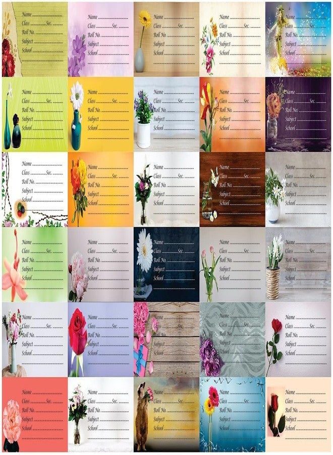 RKDECOR ملصقات أسماء كرتونية مزخرفة بالزهور من RKDECOR، عبوة من 60 ملصقًا للدفتر والمذكرات (مقاس 3.5 × 2 بوصة) - Image 1